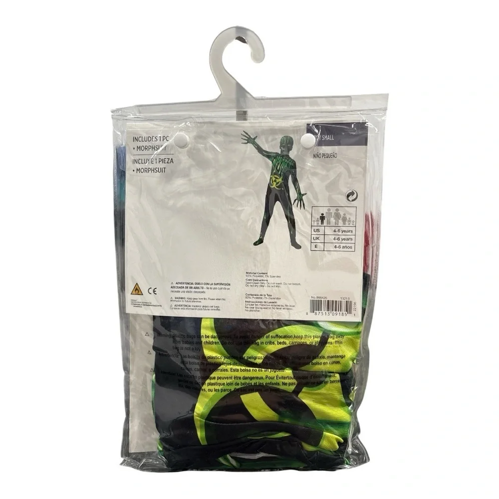 NWT Radioactive Morphsuit Child Costume Halloween Green Black Size Small 4-6